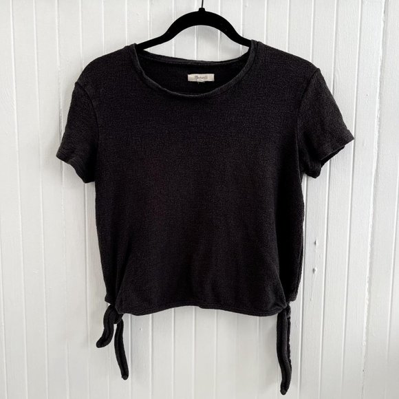Madewell texture & thread modern side-tie top in charcoal black Size Small - Picture 2 of 4